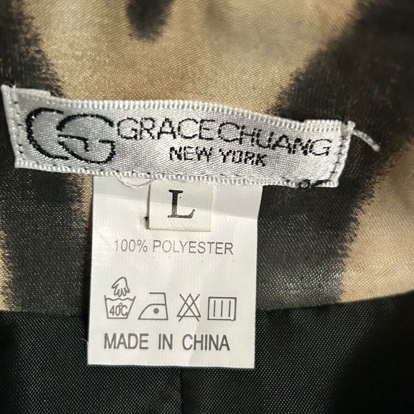 Grace Chuang New York, Animal, Print Blazer, Size Large, cream/brown - Picture 10 of 11